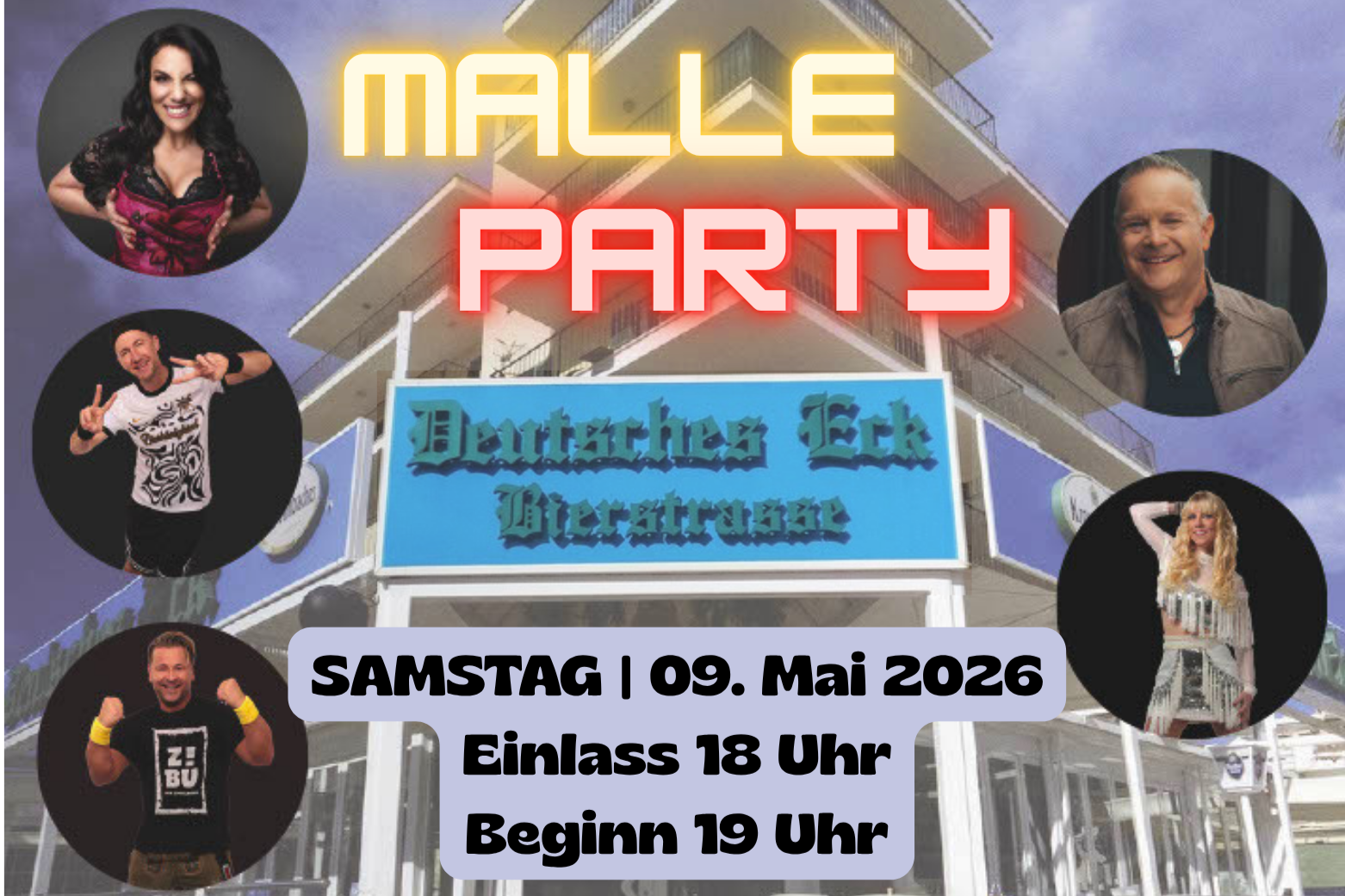 Große Malle-Party im Garather Schützenfestzelt am Samstag, den 09. Mai 2026